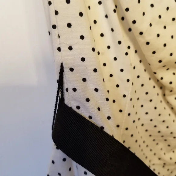 Ruby Rox Ivory Polka Dot Dress with Black Sash - Picture 2 of 7
